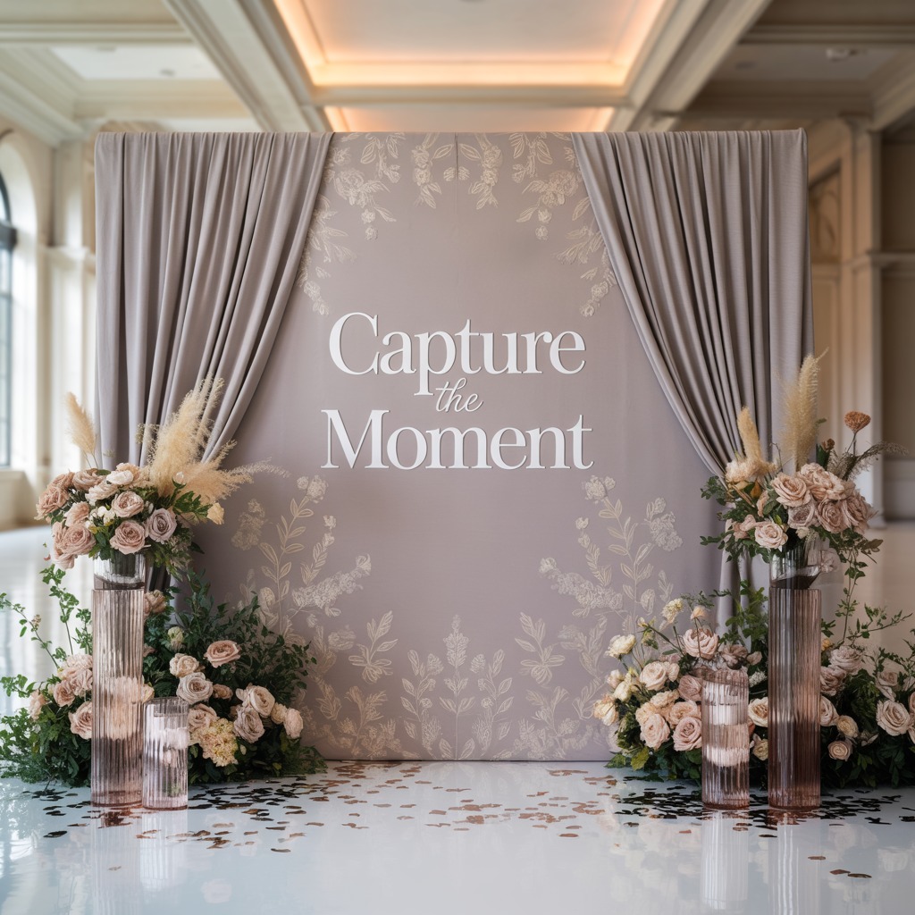 Professional event decoration and photo zone setup
