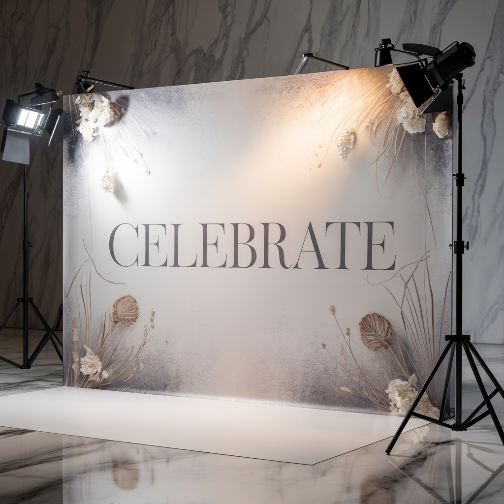 Professional photo zone setup with custom backdrop